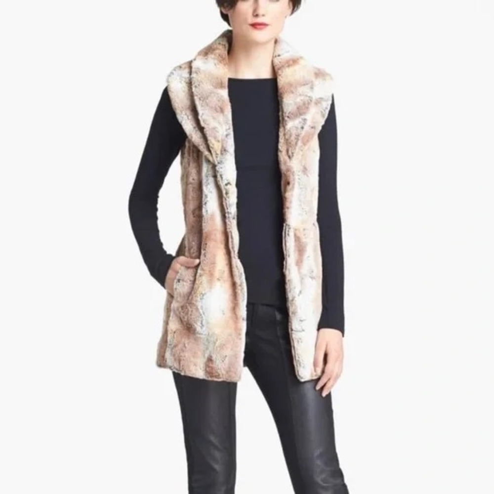Alice + Olivia Vest Womens S Brown Faux Fur Longline C306245259 Glam Layering
